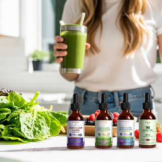 liver detox smoothie ingredients with kidney & liver cleanse drops for internal sun protection