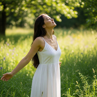 Outdoor wellness moment supporting antioxidant benefits and daily self-care with L-Ergothioneine.