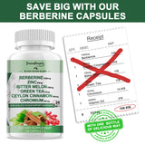 GREENPEOPLE Berberine Supplement Capsules with Bitter Melon, Chromium, Zinc & Other Natural Herbs