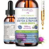Blueberry-flavored liquid liver detox supplement for cleanse, repair, and daily support