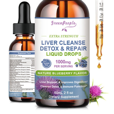 Blueberry-flavored liquid liver detox supplement for cleanse, repair, and daily support