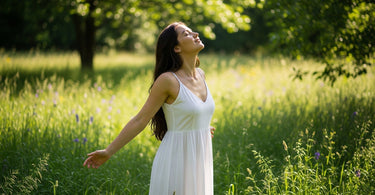Outdoor wellness moment supporting antioxidant benefits and daily self-care with L-Ergothioneine.