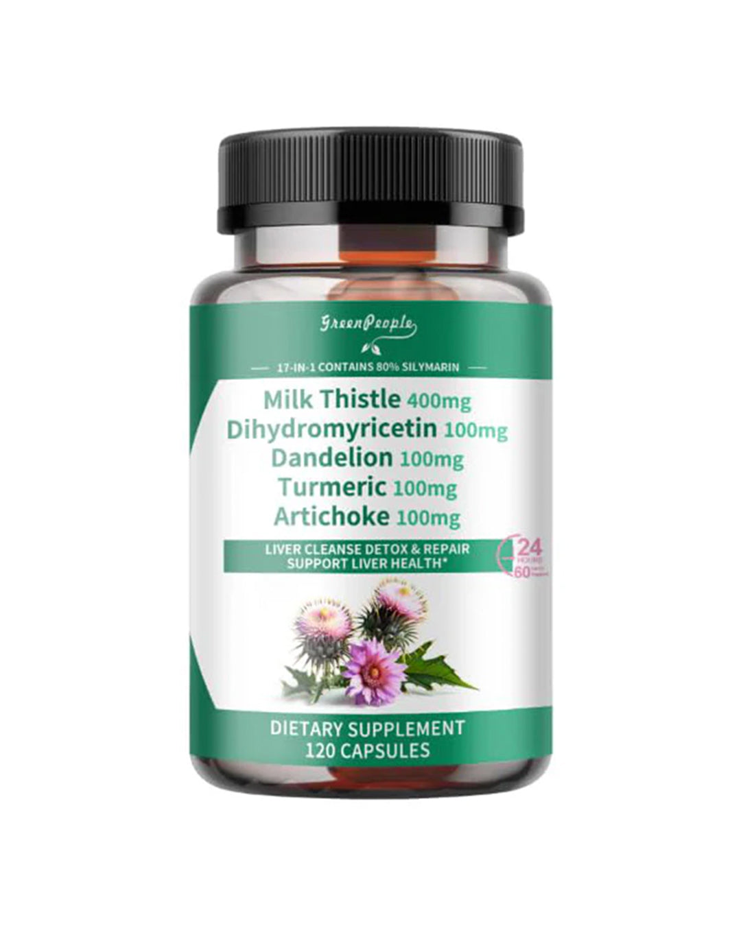 Liver Cleanse Detox & Repair – 30X Milk Thistle Extract (80% Silymarin) with Curcumin, Zinc & 17+ Liver Support Nutrients – 120 Vegan Capsules - GreenPeople
