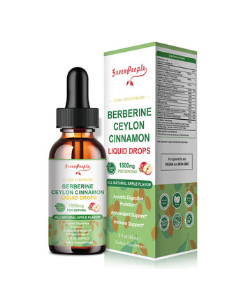 GREENPEOPLE (2 Packs) Berberine Liquid Supplement with Ceylon Cinnamon Berberine Drops 1500mg