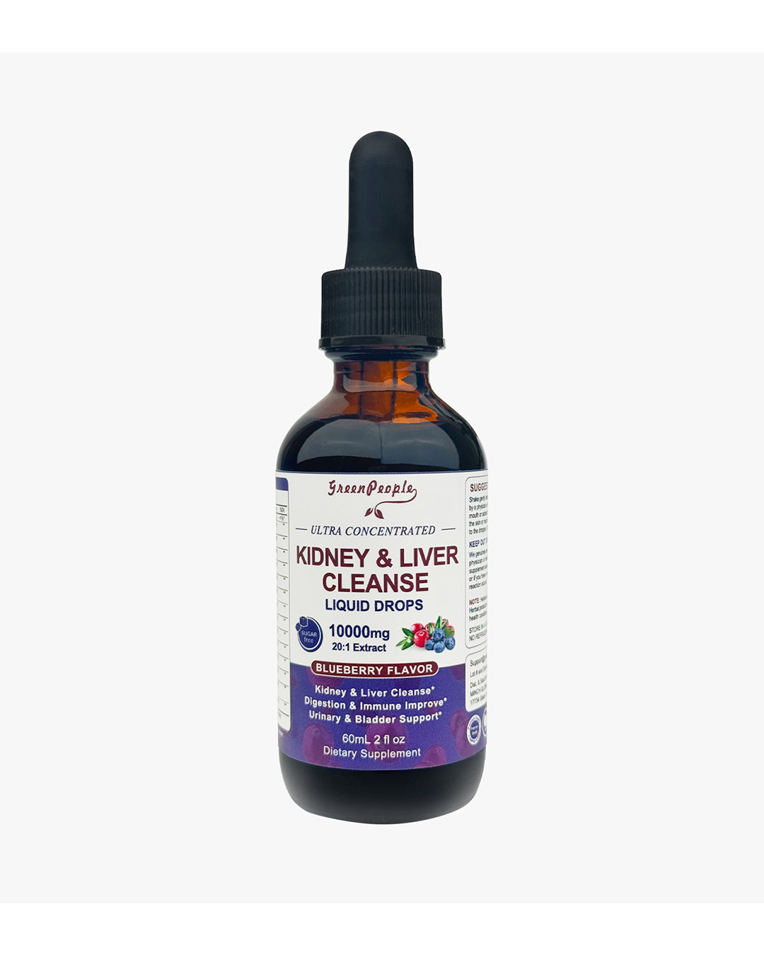 27-in-1 Kidney Cleanse & Repair Drops – 20:1 Cranberry & Chanca Piedra – Vegan Urinary & Liver Detox Supplement – Alcohol-Free, Non-GMO – 2oz - GreenPeople