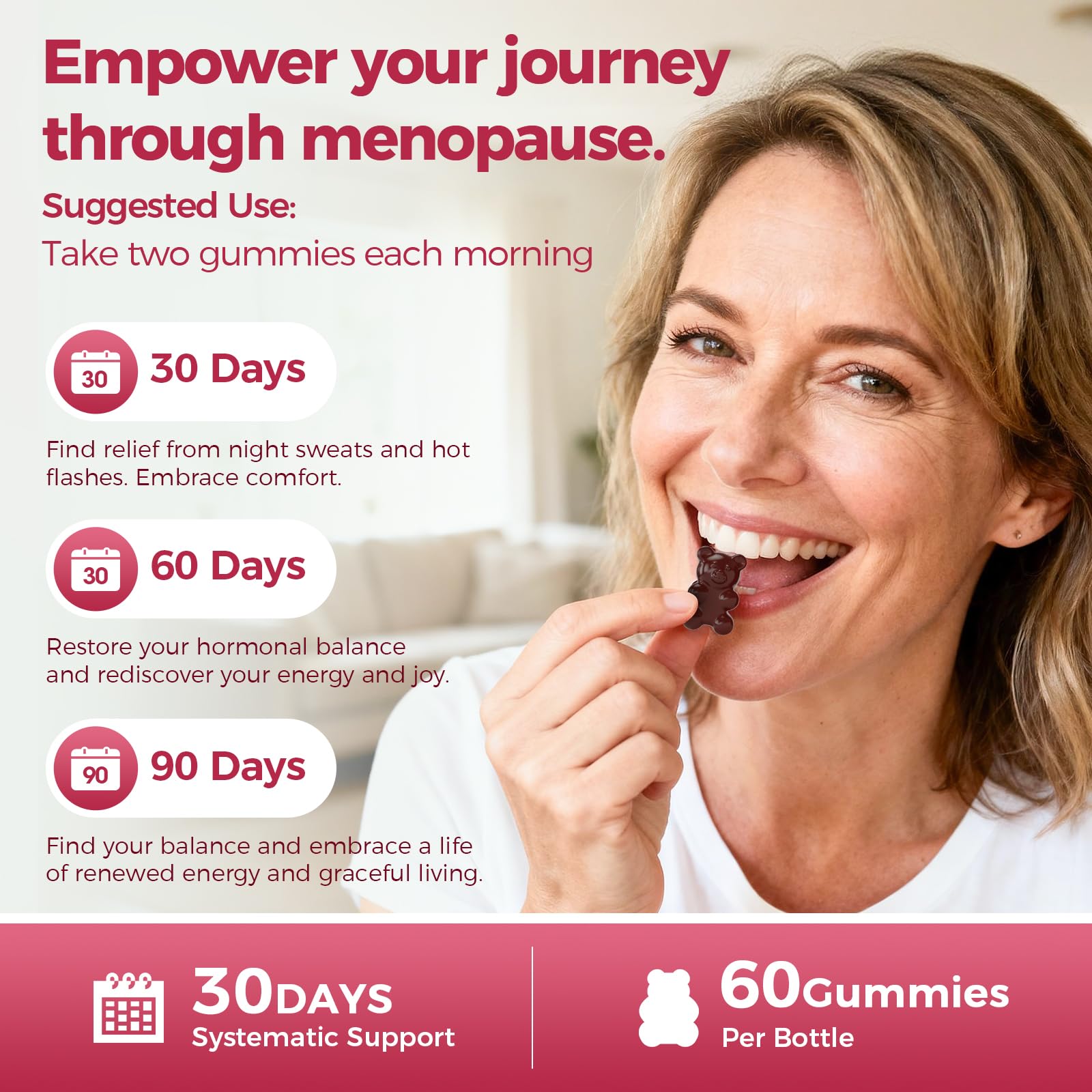 GreenPeople Menopause Relief Gummies — 16-in-1 Herbal + Beef Organ Support, Sugar-Free, 60 CT - GreenPeople