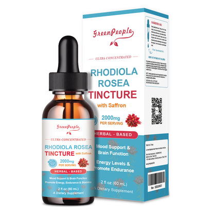 GREENPEOPLE 16 in1 Rhodiola Rosea Tincture Rhodiola Rosea Supplement with Astragalus, St John's Wort, Vanilla, Saffron & More