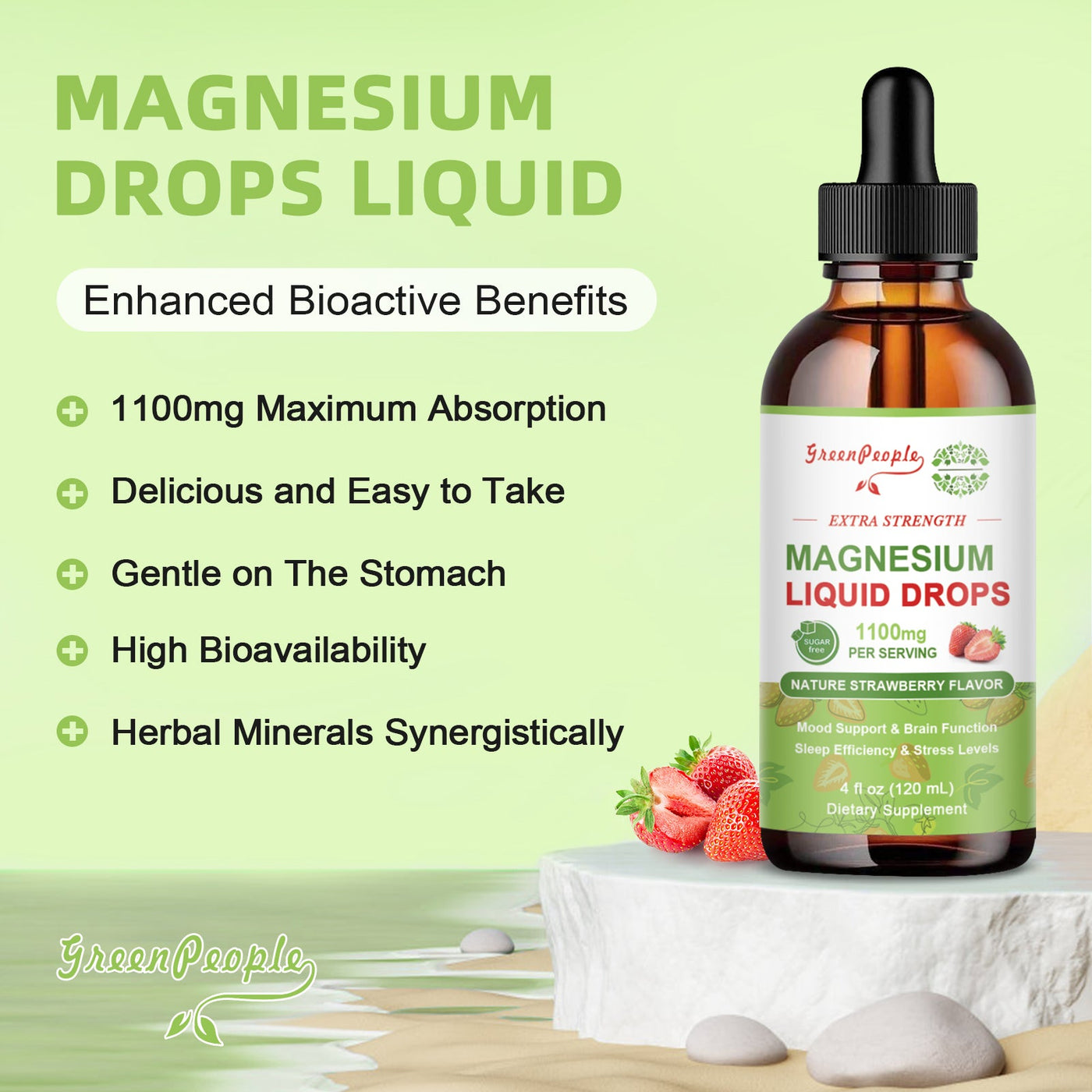 Magnesium Complex Supplement Sleep Liquid Drops Pineapple Flavor and Strawberry Flavor