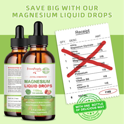 Magnesium Complex Supplement Sleep Liquid Drops Pineapple Flavor and Strawberry Flavor