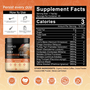 GreenPeople 10 in 1 Mushroom Coffee | Energy, Focus & Immune Support | 4.23 Oz
