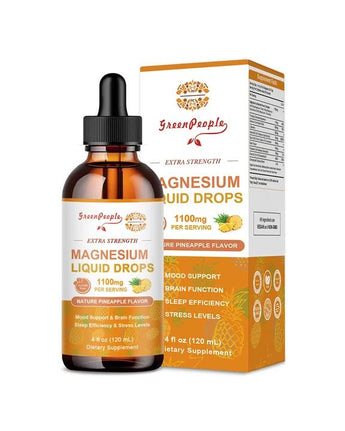GreenPeople Magnesium Glycinate Liquid Drops – 17-in-1 Triple Magnesium Complex, High Absorption, Pineapple Flavor, 4 fl. oz (2 Pack)