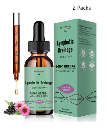 Lymphatic Drainage Drops, 10-in-1 Lymphatic Supplements with Echinacea & Burdock Root- Immune & Detox Boost, Advanced Absorption, Non-GMO (2 fl oz, 2 Pack)