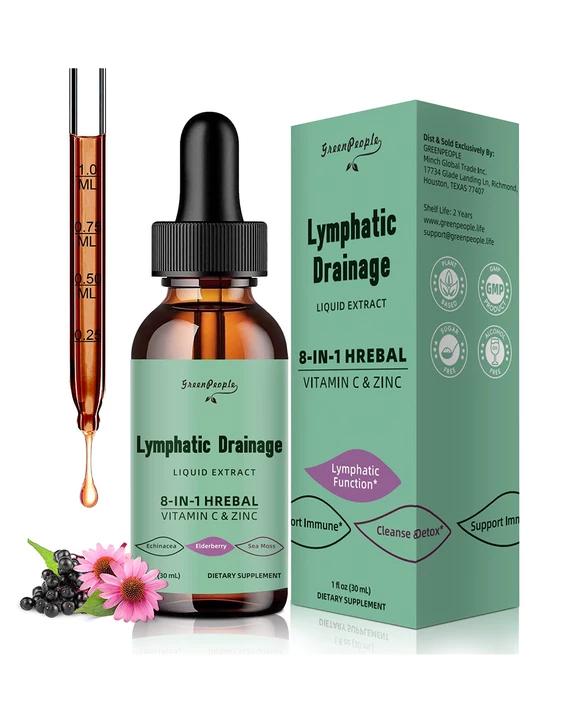 Lymphatic Drainage Drops, 10-in-1 Lymphatic Supplements with Echinacea & Burdock Root- Immune & Detox Boost, Advanced Absorption, Non-GMO (2 fl oz, 2 Pack) - GreenPeople