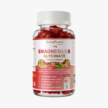 Magnesium Glycinate Gummies 400mg for Calm Support & Sleep for Adults - Raspberry Flavor