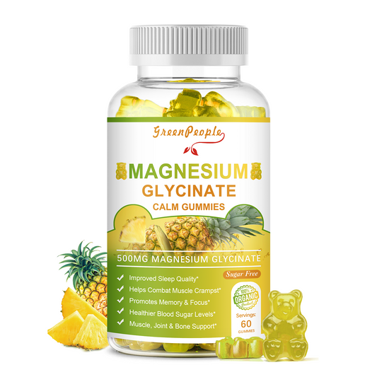 GREENPEOPLE Pineapple Flavor Magnesium Potassium Supplement Gummies Sugar Free