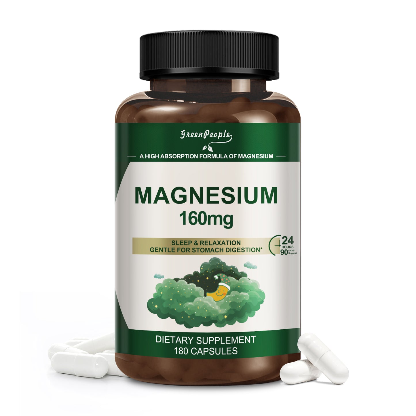 Magnesium Capsule Supplement for Muscle,Joint,Sleep, 180 counts