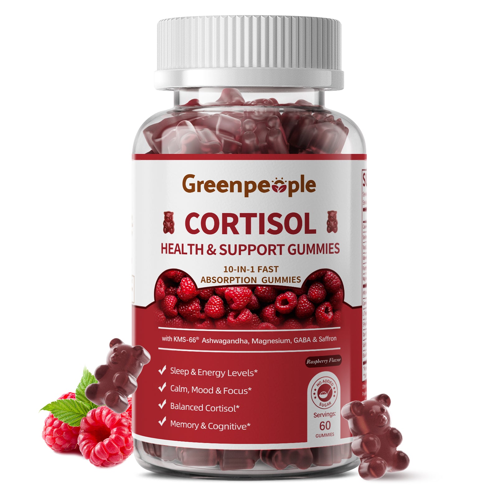GreenPeople Cortisol Balance Sleep Gummies – 60ct | KSM-66® Ashwagandha, GABA & 5-HTP | Relaxation & Rest Support - GreenPeople