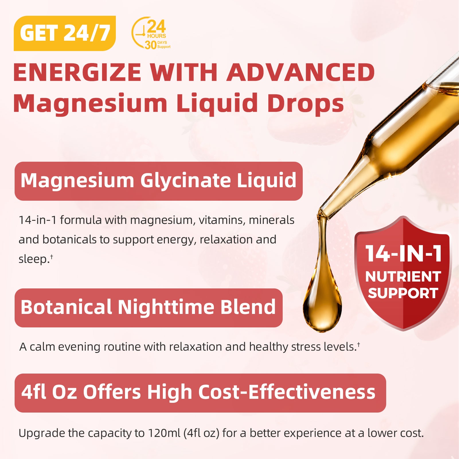 8-in-1 High-Absorption Magnesium Glycinate Liquid Drops | 4 fl oz (120 mL)