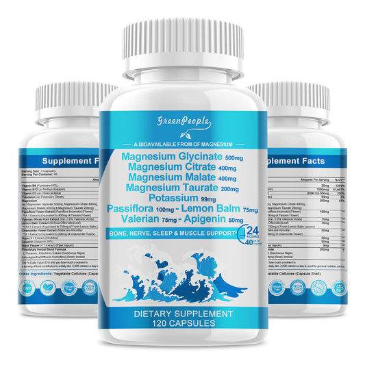 GREENPEOPLE Magnesium Complex Non-GMO Vitamin D3 Capsules 1500mg