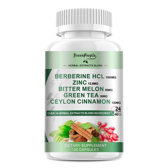 GreenPeople Berberine 1500mg Supplement with Ceylon Cinnamon Bitter Melon/Artichoke Extracts & Natural Herbs for Immune Support