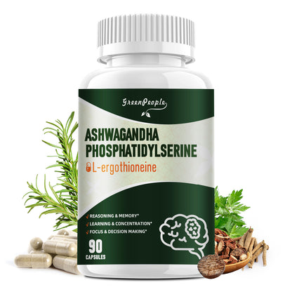 GreenPeole L-Ergothioneine Complex Capsules | 9-in-1 Brain Supplement with Ashwagandha & Phosphatidylserine