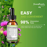 GreenPeople 16 in 1 Liver Support Liquid Drops with Milk Thistle Seed Extract, 2 fl oz bottle for liver cleanse and detox.