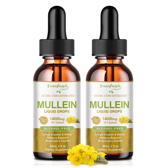 (2 Pack)Mullein Drops for Lungs - 1400MG Mullein Leaf Extract for Lungs Cleanse Support - Respiratory Supplement - 2FL Oz