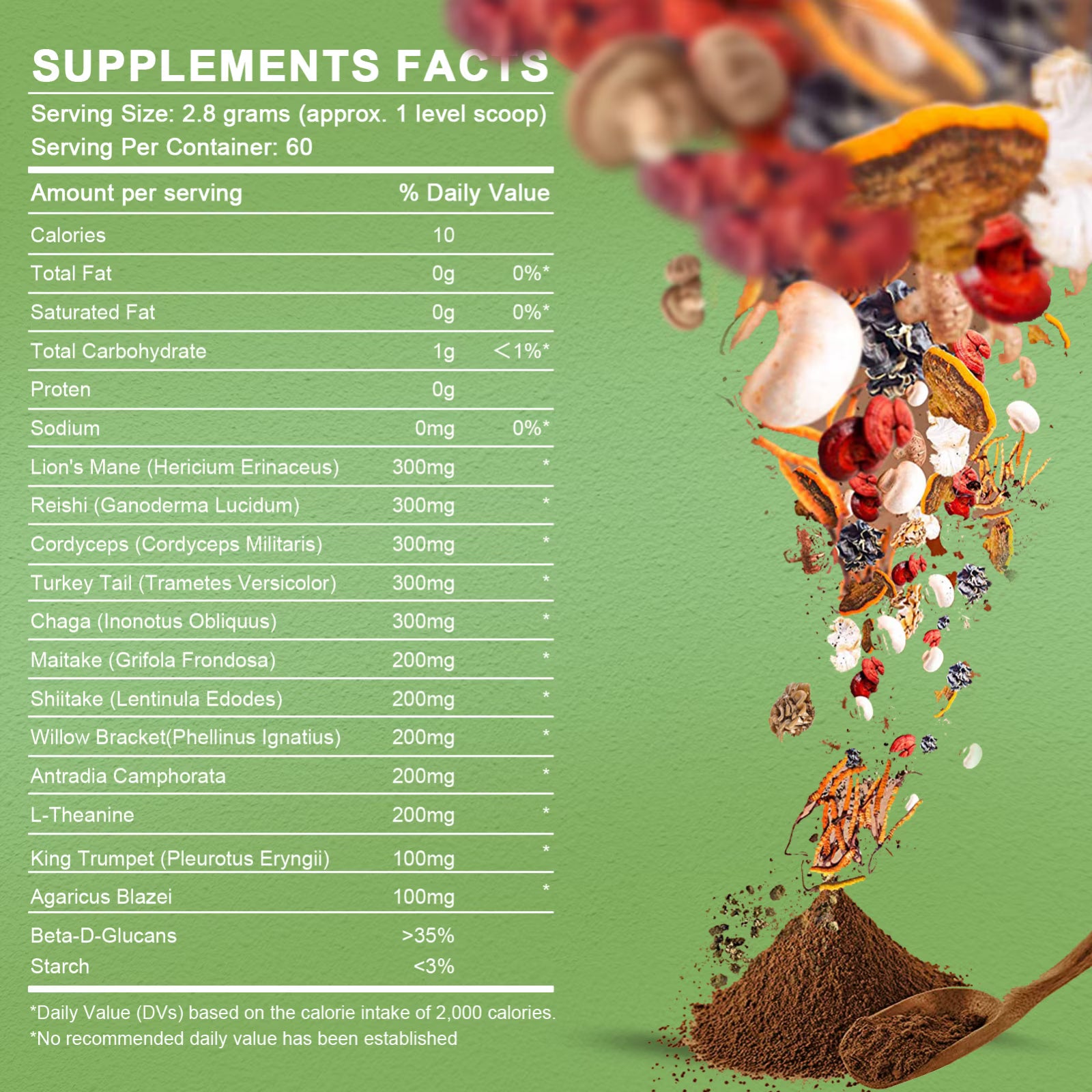 GreenPeople mushroom coffee with 10 mushroom blend and cordyceps superfood powder in 6.2oz container, ready to brew.