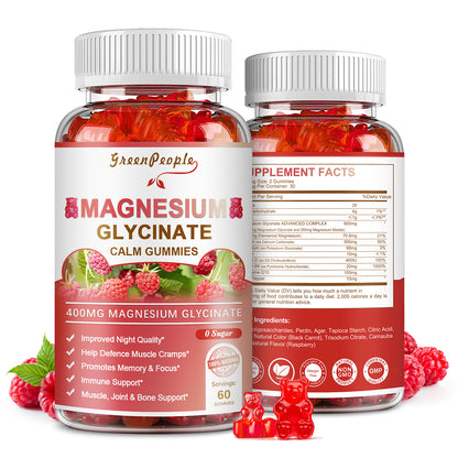 GREENPEOPLE Magnesium Calm Gummies Natural Raspberry 120 Count