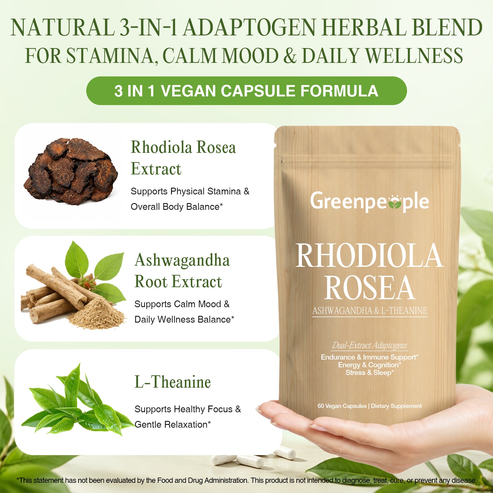 Rhodiola Rosea Complex | Stress, Energy & Focus – 60 Vegan Capsules
