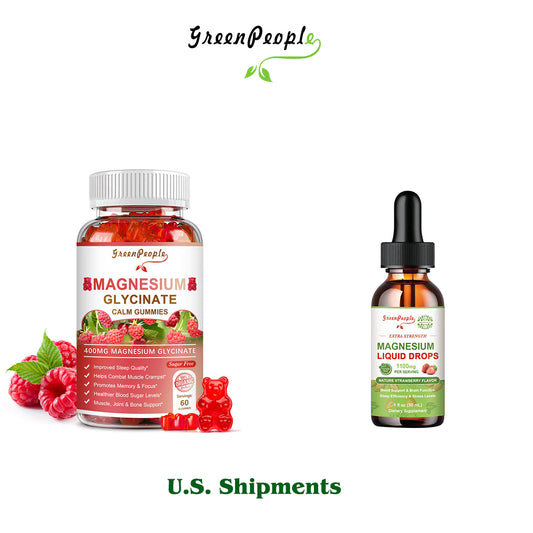 Magnesium Sleep Gummies and Liquid Drops Supplement Strawberry Flavor Bundles