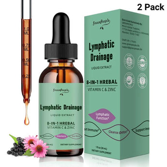 Lymphatic Drainage Drops, 10-in-1 Lymphatic Supplements with Echinacea & Burdock Root- Immune & Detox Boost, Advanced Absorption, Non-GMO (2 fl oz, 2 Pack)
