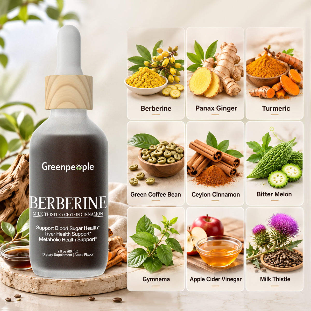 Berberine Liquid Drops for Blood Sugar & Metabolic Support | 4 fl oz (120 ml)