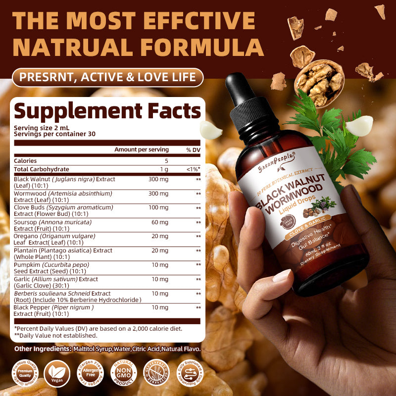 GreenPeople Black Walnut & Wormwood Tincture with Oregano, Garlic & Berberine – Liposomal Herbal Drops for Digestive Cleanse & Gut Balance (98% Absorption) - GreenPeople