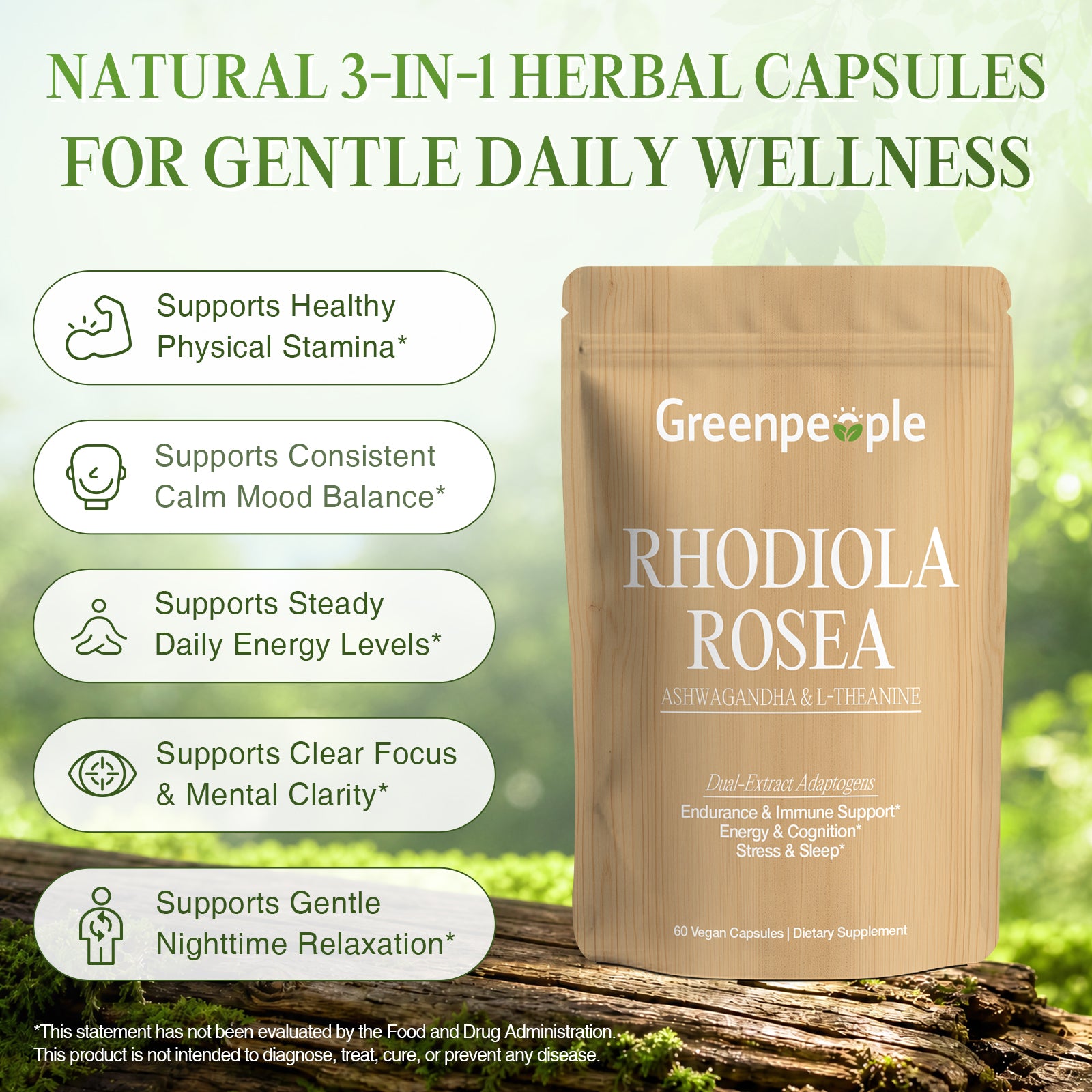 Rhodiola Rosea Complex | Stress, Energy & Focus – 60 Vegan Capsules
