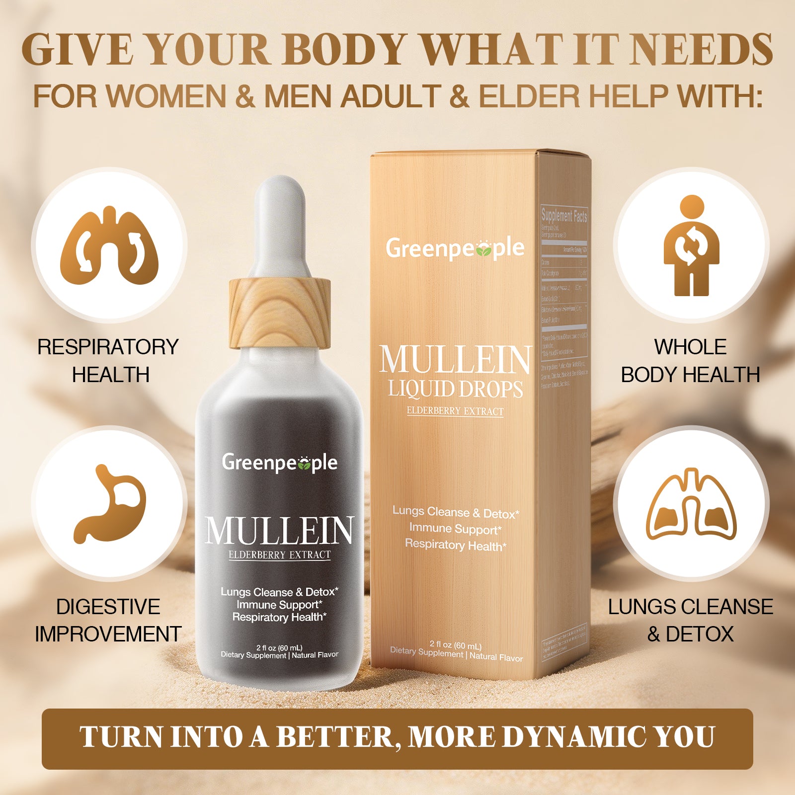 Mullein Leaf Extract Liquid Drops | 2 FL OZ (60 mL)