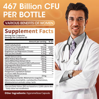 9-in-1 Liver Cleanse & Women’s Probiotic Supplement | 467 Billion CFU | 120 Capsules