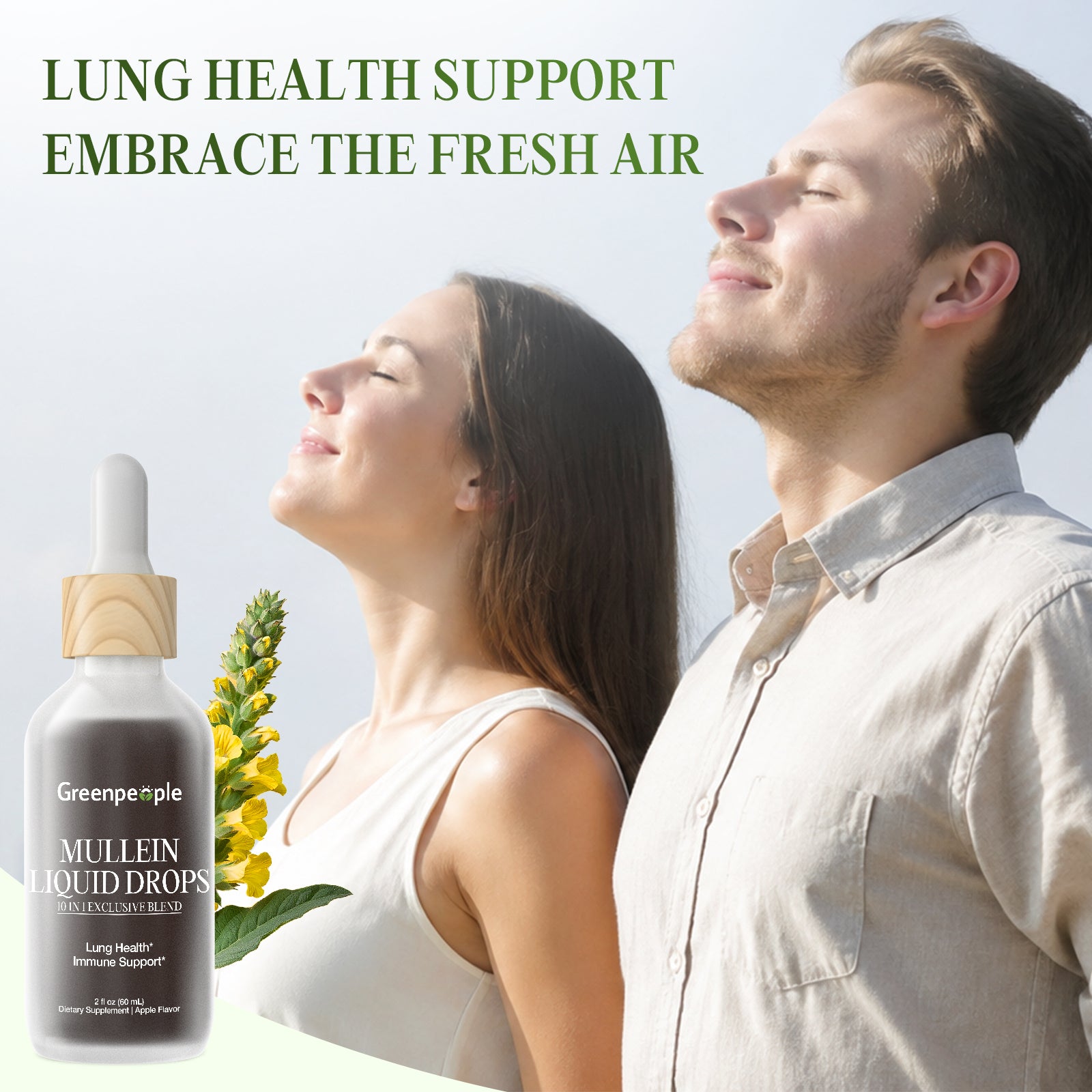 Mullein Liquid Drops 10-in-1 Respiratory Blend | Apple Flavor