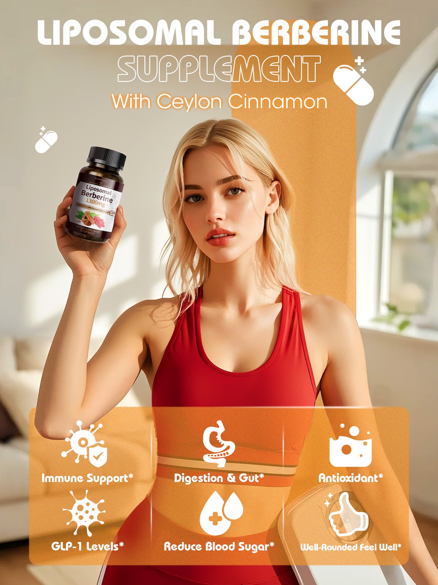 Liposomal Berberine HCl 1300mg with Ceylon Cinnamon – High Absorption, AMPK & GLP-1 Activator – 60 Vegan Capsules - GreenPeople