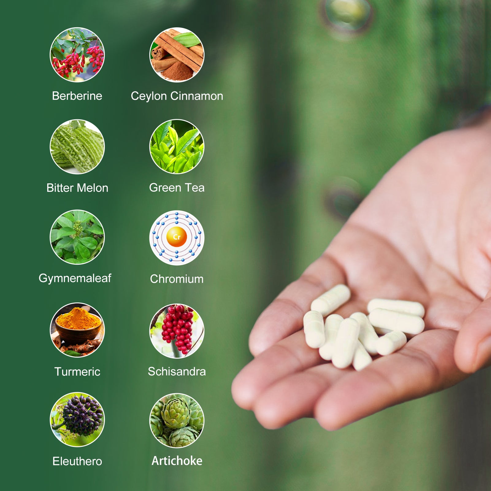 Berberine HCL 1200mg, 120 Capsules Berberine Supplement- Plus Bitter Melon Extract & Ceylon Cinnamon for Immune System - GreenPeople