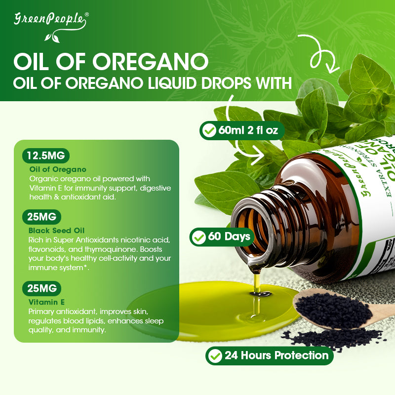 Oregano Oil Drops - Oil of Oregano Liquid - Herbal Blend for Immune Support,Digestive Health,Overall Health - Vegan, Sugar Free,Non-GMO - 2 Fl Oz - GreenPeople