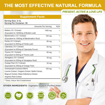 (2 Pack)Mullein Drops for Lungs - 1400MG Mullein Leaf Extract for Lungs Cleanse Support - Respiratory Supplement - 2FL Oz