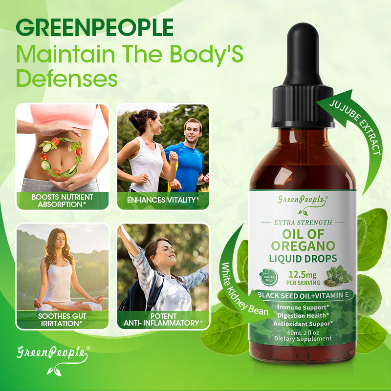 Oregano Oil Drops - Oil of Oregano Liquid - Herbal Blend for Immune Support,Digestive Health,Overall Health - Vegan, Sugar Free,Non-GMO - 2 Fl Oz - GreenPeople