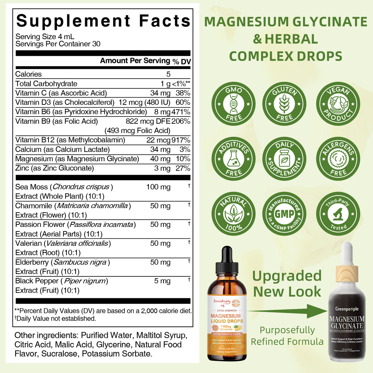 8-in-1 High-Absorption Magnesium Glycinate Liquid Drops | 4 fl oz (120 mL)