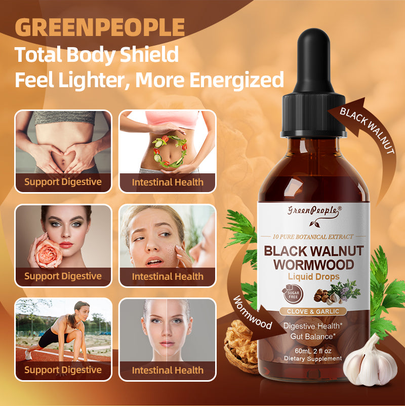 GreenPeople Black Walnut & Wormwood Tincture with Oregano, Garlic & Berberine – Liposomal Herbal Drops for Digestive Cleanse & Gut Balance (98% Absorption) - GreenPeople
