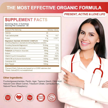 Magnesium Gummies 400mg Supplement Supports Calm Mood,Muscle,Bone,Sleep Health,60 Count