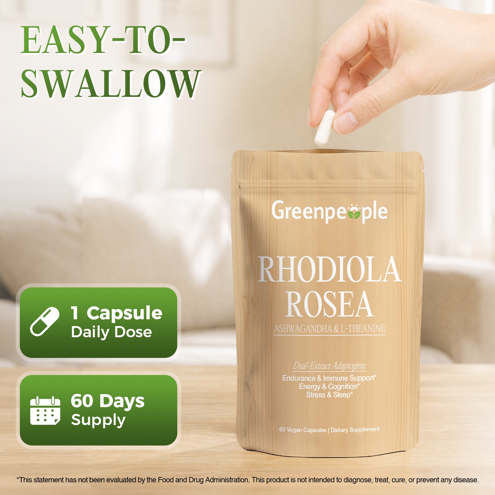 Rhodiola Rosea Complex | Stress, Energy & Focus – 60 Vegan Capsules