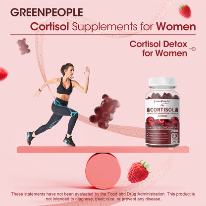 Cortisol Gummies Supplements for Women Raspberry Flavor 120 counts 60 days Support