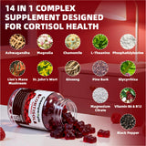 GreenPeople Cortisol Supplements for Women | Cortisol Support Gummies | 14-in-1 Fast Absorption Formula | Sleep & Energy Support | 120CT - GreenPeople