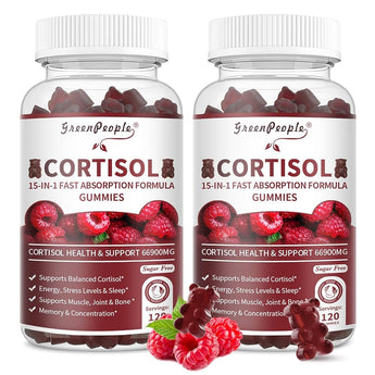 Cortisol Gummies Supplements for Women Raspberry Flavor 120 counts 60 days Support